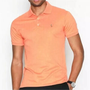 Polo Ralph Lauren Short sleeve Classic Fit Pima Polo Knit Orange Shirt Sz Large